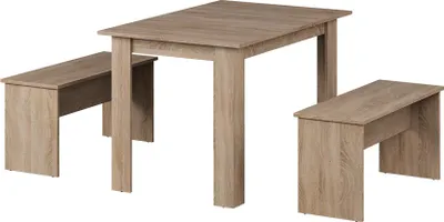 Produktbild von Esstisch Set Vicco Sentio Sonoma 112 x 73.6 cm mit 2 Bänken, Model 37269