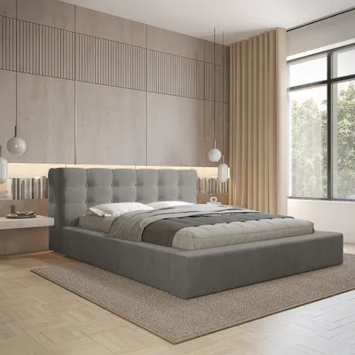 Produktbild von Polsterbett Doppelbett ANTONIO Komplettset 140x200cm in Stoff Ditra Grau