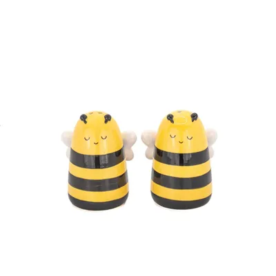 Produktbild von Salz- / Pfefferstreuer Bienen 2-tlg Dolomit gelb-schwarz Streuer ca. 5x6x7,5 cm