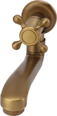 Zdjęcie produktu dla Antique Garden Faucet with Extended Spout Antifreezing Copper Wall Mount Single Cold Water Tap for Washing Round Spout