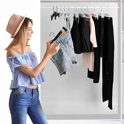 Platzsparende rutschfeste Kleiderbügel mit verstellbaren Clips - 10 Stück
