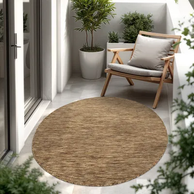 Produktbild von In- & Outdoor Teppich Flachgewebe einfarbig modern wetterfest für Terrasse Küche Grösse 200 cm Rund