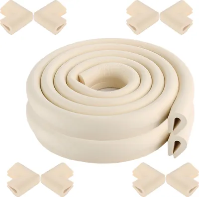 Image de CANDeal 4 mètres de protection de bords en forme de U et 8 x kit de protection de coins, facile à installer, mousse haute densité de première qualité protection bébé outil ménager pour table, banc et autres meubles de maison - Beige