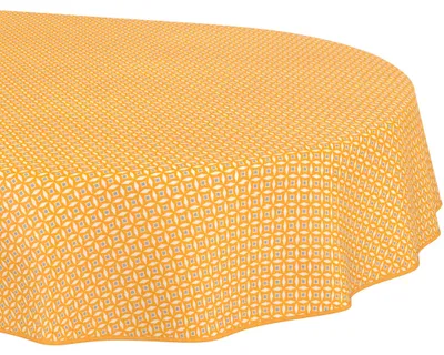 Produktbild von Tischdecke 140x280cm Oval Gelb Barcelona Stoff Premium Muster Retro wasserabweisend pflegeleicht mit Saumkante