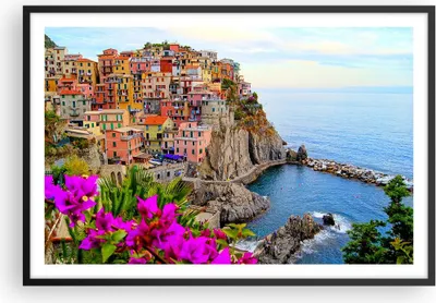 Produktbild von Gerahmtes Poster - Schwarzer Rahmen - Italien küste felsen landschaft - 91,5x61 cm - Wand Bild - Wanddeko - Wandbilder - Wandposter - Bilderrahmen - Bilder - Kunstdruck - Wandbild - P2BAA91x61-2684