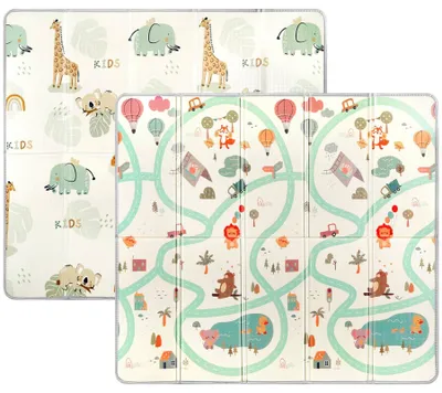 Produktbild von Große Krabbelmatte Baby 180x200, Faltbare Spielmatte 1cm Dick, Rutschfeste Wasserdichte Baby Matte mit Tragetasche Playmat für Baby & Kinder