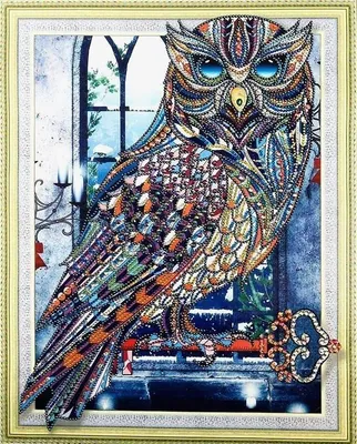 Produktbild von Schlüsselanhänger mit Diamantstickerei Eule 47x57 cm