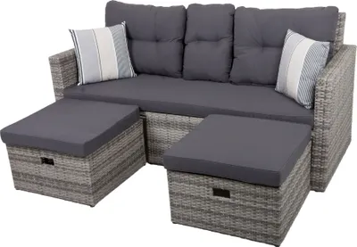 Produktbild von Garden Pleasure Loungesofa Valetta, hellgrau Kunststoff, Metall, 7-teilig