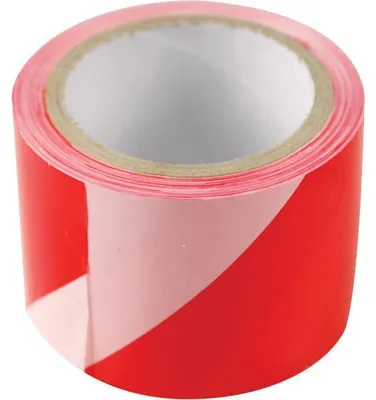 Produktbild von Rotes und weißes Warnband, 75mm x 250m, PE