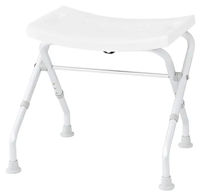 Imagen del producto de Taburete de baño plegable - Blanco - 57 x 32 x 47-51 cm - Carga máxima 110 kg