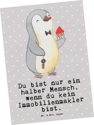 Produktbild von Mr. & Mrs. Panda Ansichtskarte Immobilienmakler Herz - Grau Pastell - Geschenk, Kunstkarten, Ausbildung, Ansichtskarten, Spruch, Postkarte, Grußkarte, Postkarten