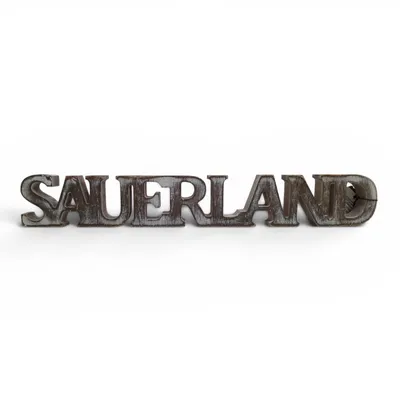 Produktbild von GOLDBACH-Schriftzug SAUERLAND, aus MDF-Holz, rustikal, dunkelbraun, Used-Look, ca. 40 x 5,5 x 2 cm, zum Stellen oder Aufhängen
