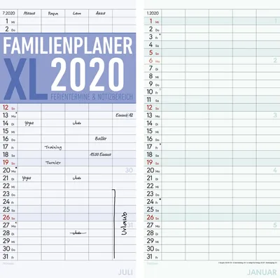 Produktbild von Familienplaner XL 2020 mit 5 Spalten