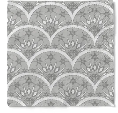 Produktbild von Tissue Serviette Saphira in Grau-Silber, 3-lagig, 33 x 33 cm, 100 Stück - Mank - Weihnachten Ornamente