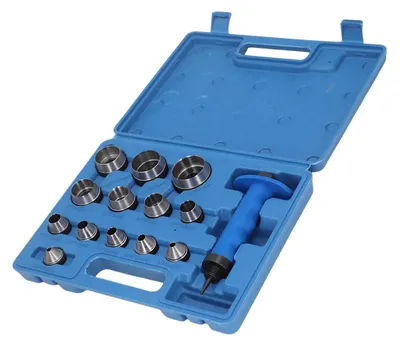 Image de Ensemble de 13 pièces, comprenant des embouts creux en acier, outil pour le travail du cuir, de couleur bleue, conçu pour les matériaux souples