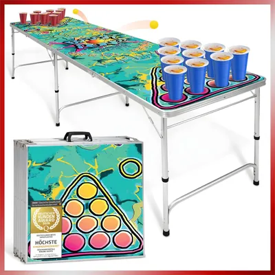 Produktbild von Beerpong Tisch klappbar Graffiti Design – Premium Beer Pong Table faltbar für Party & Trinkspiel – Stabiler Partytisch für drinnen & draußen