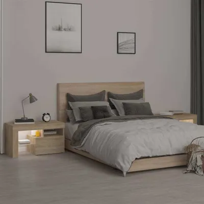 Zdjęcie produktu dla vidaXL Szafki nocne 2 szt. z oświetleniem LED dąb sonoma 70x36,5x40 cm