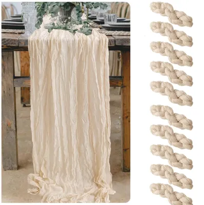 Zdjęcie produktu dla Zestaw 10 bieżników Cheesecloth - Boho rustykalna dekoracja na imprezy