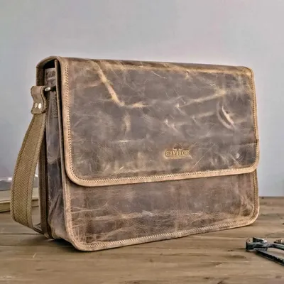 Zdjęcie produktu dla Brązowa Torba Listonoszka Męska z Klapą Skóra Buffalo Vintage LB37