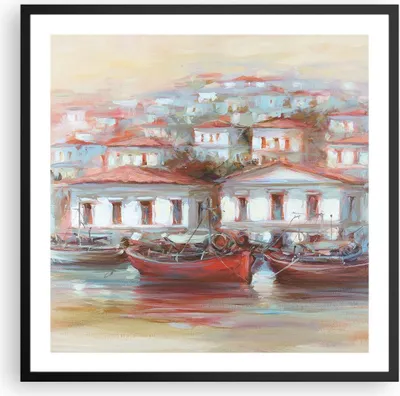 Produktbild von Gerahmtes Poster - Schwarzer Rahmen - Bild Segelboot Hafen - 60x60 cm - Wand Bild - Wanddeko - Wandbilder - Kunstposter - Wandposter - Bilderrahmen - Bilder - Kunstdruck - P2BAC60x60-4937
