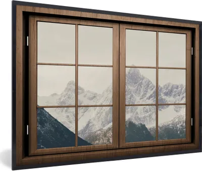 Produktbild von MuchoWow® MuchoWow® Gerahmtes Poster Aussicht - Berg - Schnee 90x60 cm - Poster mit zchwarzem Bilderrahmen - Fotorahmen - Foto-Plakat