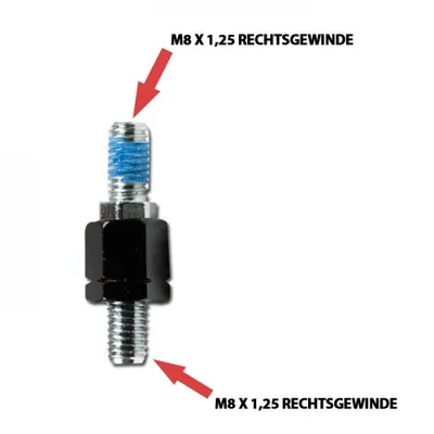 Produktbild von Spiegeladapter M8-R x 1,25 mm schwarz