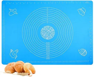 Obrázek produktu pro Protiskluzová silikonová podložka na pečení 50 x 40 cm, váleček na těsto, modrá