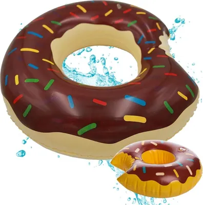 Produktbild von Donut Schwimmreifen braun- ca. 120 cm Luftmatratze für Pool & Wasser - Kinder & Erwachsene & 1x Getränkehalter aufblasbar