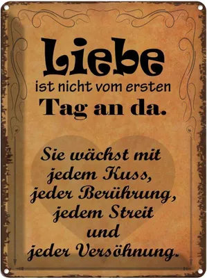 Produktbild von vianmo Blechschild 40x30 cm Liebe ist nicht vom ersten Tag Spruch Zitat