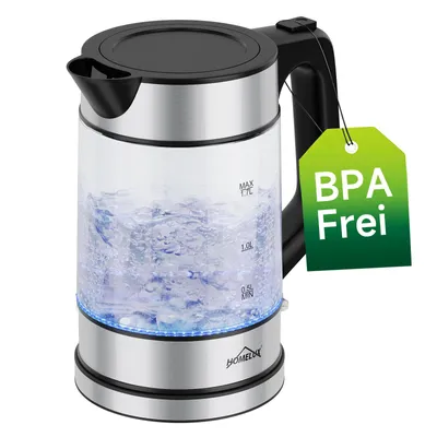 Produktbild von Wasserkocher Glas, 1.7 Wasserkocher Glas Mit Temperatureinstellung, 2200 Watt Kettle Durchsichtig Mit 360° Basis,Led-Beleuchtung
