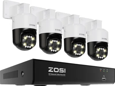 Zdjęcie produktu dla System kamer bezpieczeństwa CCTV, wykrywanie AI, widok 360°, kamery 5MP 4PCS, 2T