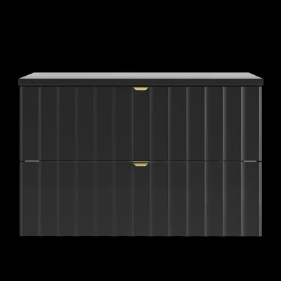 Produktbild von Waschbeckenunterschrank Azore 80 x 46 cm Schwarz Matt - Hängender Badezimmerschrank mit 2 Schubladen