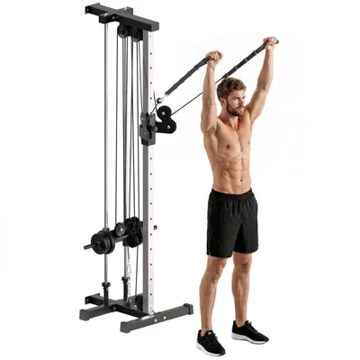 Produktbild von Latzugstation Wandmontage mit Doppel-Kabelzug – 15-fach Höhenverstellbare Kraftstation für Home-Gym & Oberkörpertraining, Kabelzugturm