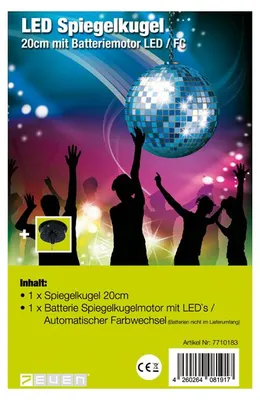 Produktbild von 7even LED Spiegelkugel 20cm mit Batteriemotor und Farbwechsel / LED-Spiegelkugelset Batterie 20cm