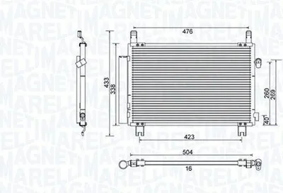 Produktbild von MAGNETI MARELLI 350203798000 Kondensator Klimaanlage Klimakondensator für TOYOTA Yaris Schrägheck (P9) +Trockner