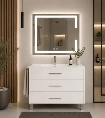 ORIGEN BATH RIBERA Badmöbel mit Waschbecken 70x45 cm, Nordisch Weiß