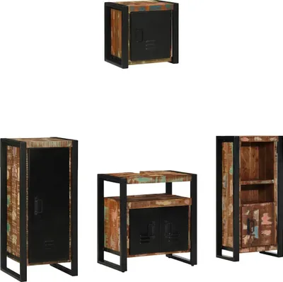 Image de vidaXL Ensemble de meubles de salle de bain, 4 pièces, multicolore et noir