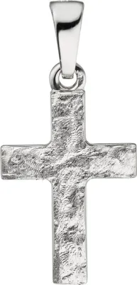 Produktbild von Anhänger Kreuz gehämmert aus 925 Sterlingsilber rhodiniert mattiert