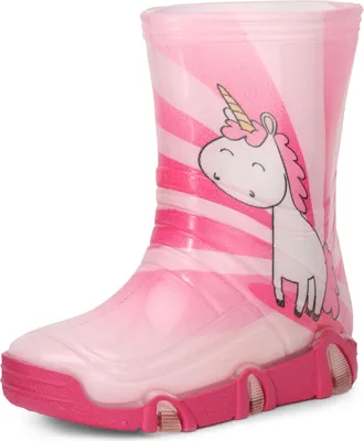 Produktbild von Ladeheid Kinder Mädchen Jungen Gummistiefel Gefüttert Swk2020BW (Rosa Einhorn 30, 25/26)