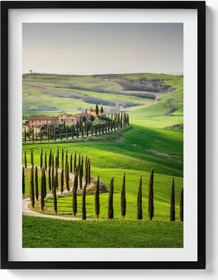Produktbild von Italienische Landschaft– Wandbild mit Rahmen – Gerahmtes Bild  – Wanddekoration – 60x80 cm –  Schwarz Rahmen