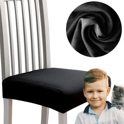 Produktbild von Elastischer Sitzbezug für Stuhl in Schwarz – Glatt und formstabil