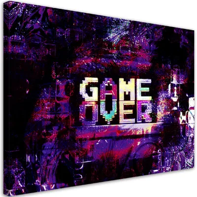 Produktbild von Leinwandbild Abstraktes Game Over-Zeichen 100x70 Feeby Violett bild für die wand bereit zum aufhängen
