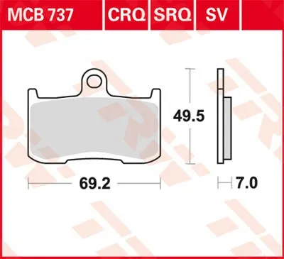 Immagine prodotto di Set pastiglie freno TRW MCB737CRQ Tiger 1050 SE 115NG Chief Classic Z1000 ZRT00A Hammer GSX1300 B-