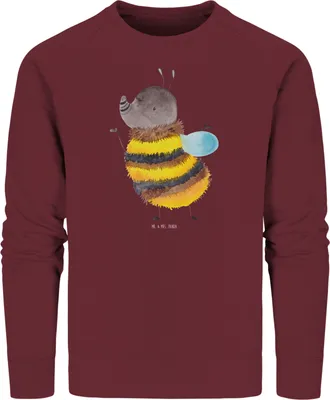 Produktbild von Mr. & Mrs. Panda Baumwoll Sweatshirt Hummel flauschig Größe M - Burgundy - Geschenk, Natur, Pullover, Nachhaltiger, Pulli, Sweater, Lustige Sprüche, Biene, Blume