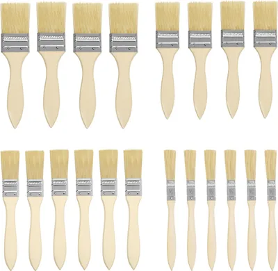 Produktbild von Kurtzy Holz Pinsel (20er Pack) - Pinselset für Farbe Lack Beizen - Pinsel Set Lasurpinsel Malerpinsel - Holzlasur Flachpinsel - Lackpinsel