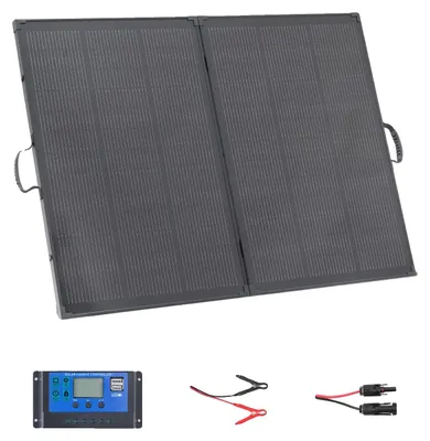 Produktbild von VEVOR 400W Faltbares Solarpanel mit Rahmen, 16BB N-Typ monokristallines Solarpanel Ladegerät 24% Effizienz, IP67 wasserdicht mit MC4-Ausgang & 10-in-1 DC-Adapter für Powerstations Camping Wanderungen, 1x200W