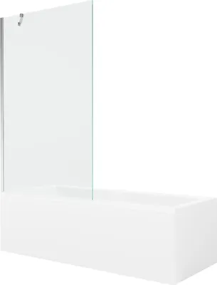 Produktbild von Mexen Cubik rechteckige Badewanne 160 x 70 cm mit Verkleidung und 1-flügeliger Abtrennung 100 cm, transparent, Chrom - 55031607?