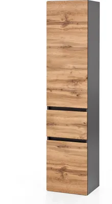 Produktbild von Säulenschrank Kornel/Luna 40cm 2 Türen und 1 Schublade - graphitgrau/Eiche
