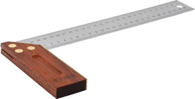 Produktbild von STIER Anschlagwinkel, Schreinerwinkel, Palisander, 90° / 45°, 300 mm, mit Griffhohlkehle, Messingbeschlag