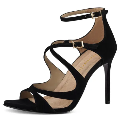Produktbild von Tamaris Damen Sandalette Heart & Sole Leder Stiletto Kreuzriemen 1-28364-20, Größe:38 EU, Farbe:Schwarz